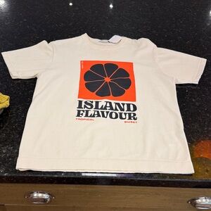 ZARA  T-Shirt - Cream and Orange